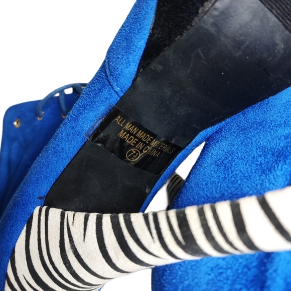 Sz 7.5 Faux suede blue & Zebra pattern high heels - Picture 7 of 8